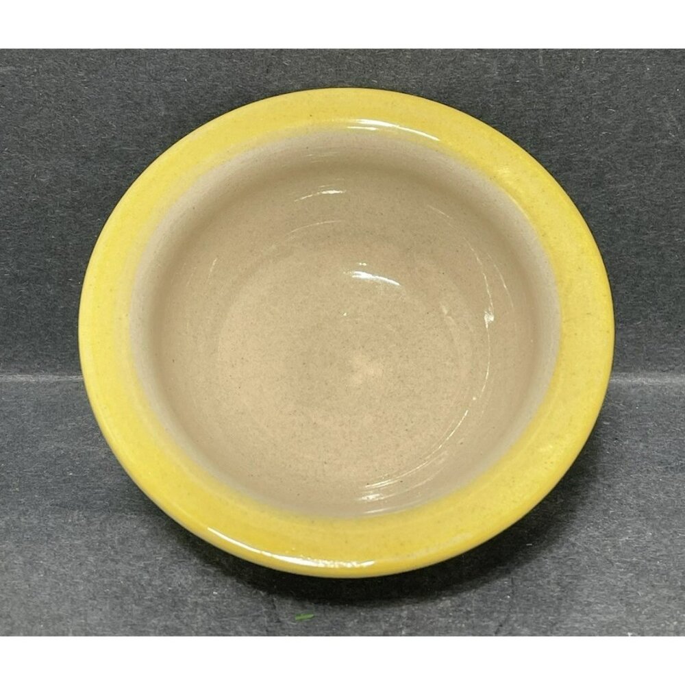 Yesteryears Stoneware Bowl 5 Inch Yellow Beige Round Marshall Texas USA